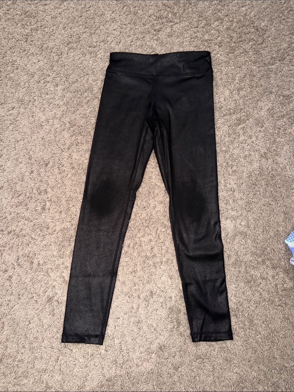90 Degree By Reflex Black Faux-Leather Kids Leggings